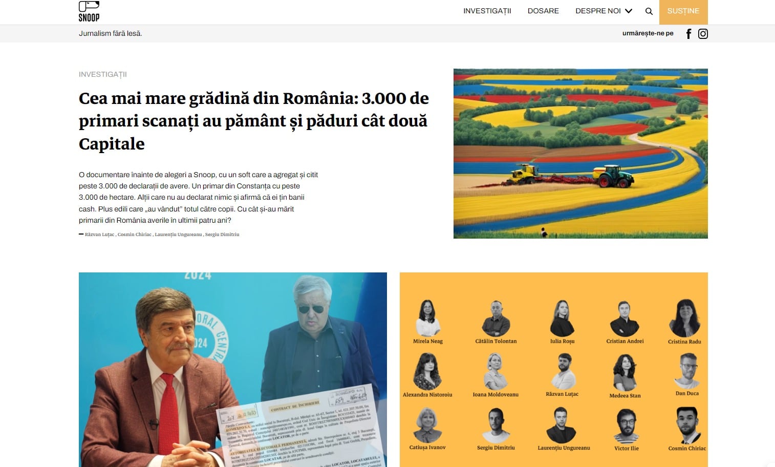 Lansat astăzi, site-ul de investigații Snoop.ro a procesat peste 3.000 de declarații de avere ale primarilor din România. Cât pământ au și cu cât s-au îmbogățit în ultimul mandat